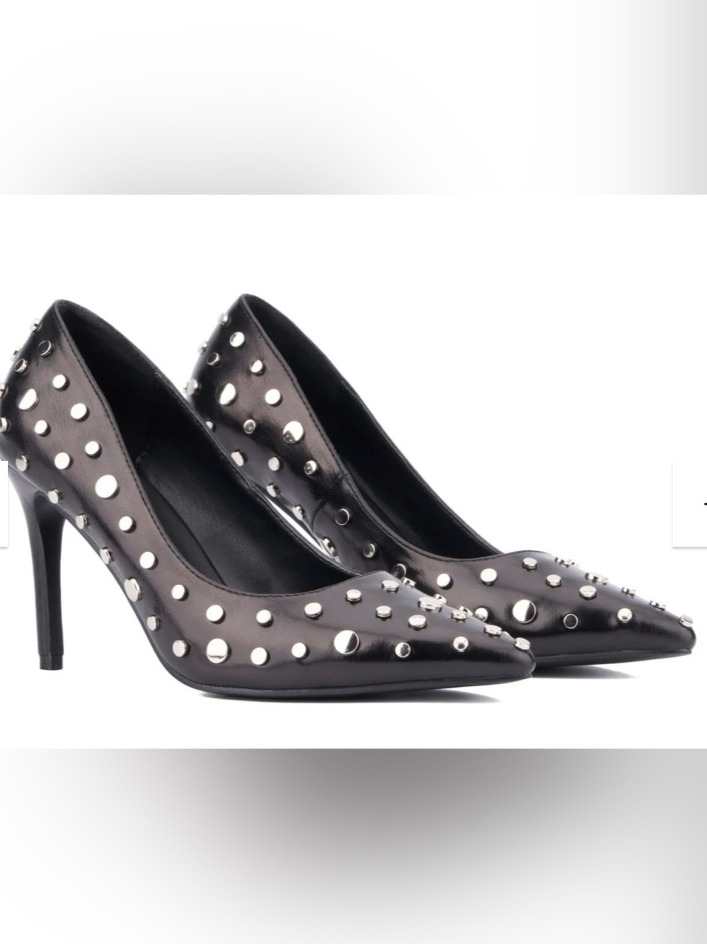 Torgeis Zoelle Black Studded Pointed-Toe Pumps